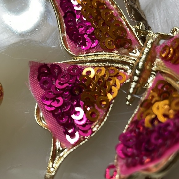 Handmade Colorful Sequin Gold  Butterfly Earrings - Picture 17 of 17